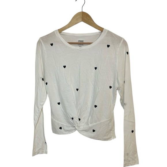 PINK Victoria's Secret Tops - Pink White black Hearts Top, Medium